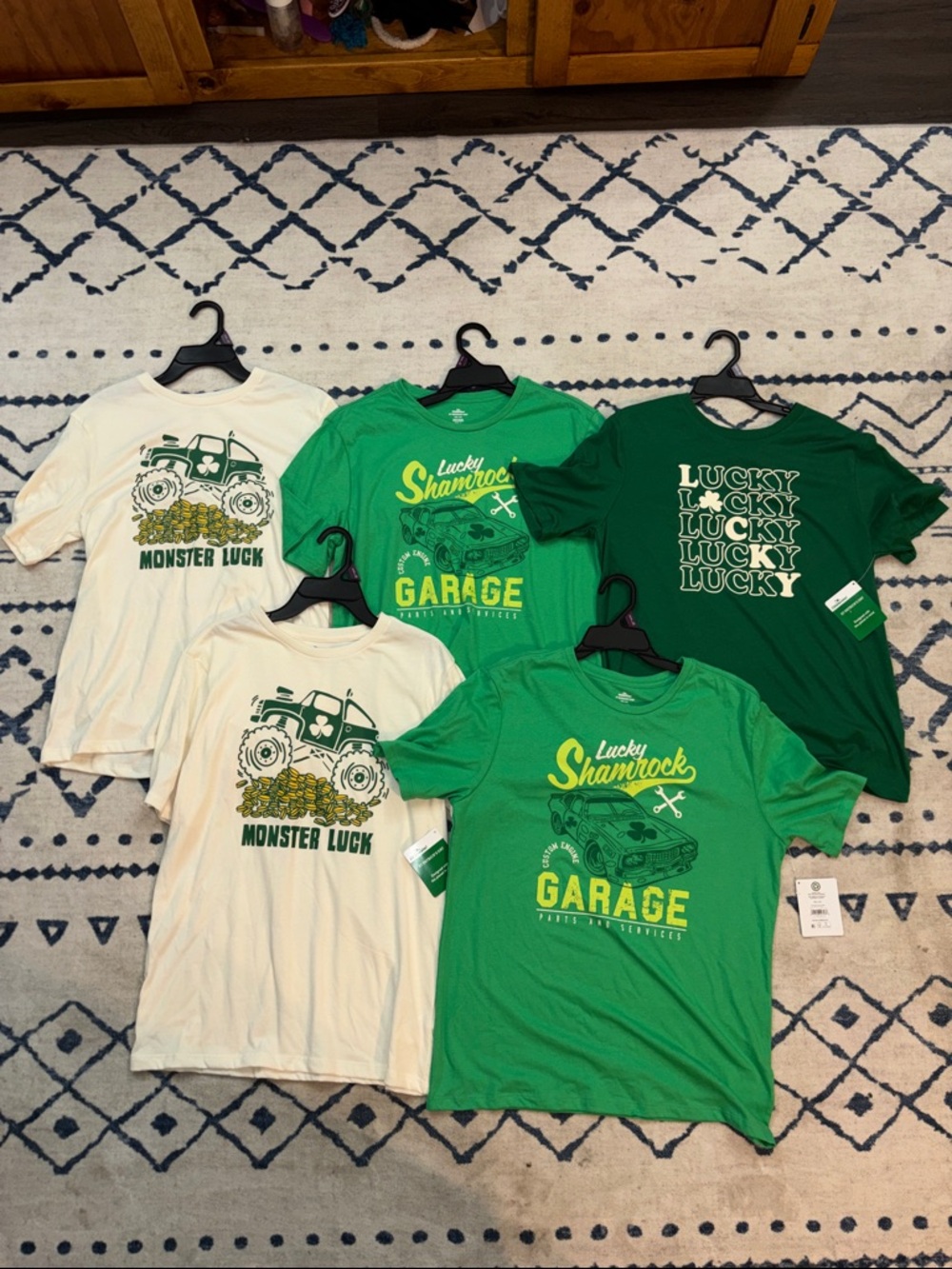 Kids 5 Shirt Lot! Size XXL(18) Lucky Shamrock! Monster Luck! Brand New!